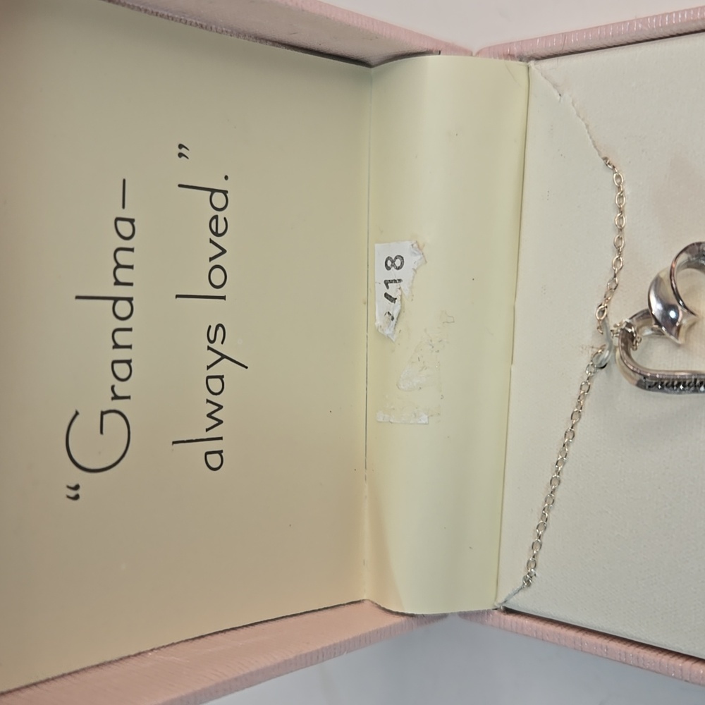NIB Sterling Silver Heart Necklace Grandma Loved Engraved - Picture 2 of 10